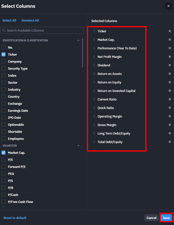 customized select columns