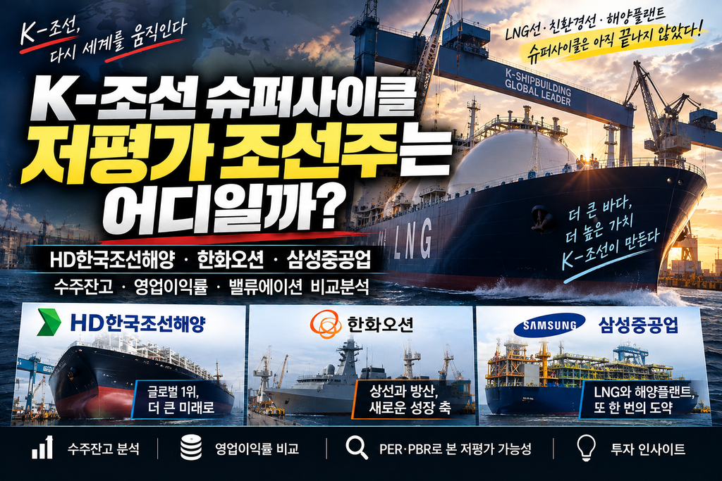 K-조선 슈퍼사이클, 지금 저평가 조선주는 어디일까? HD한국조선해양·한화오션·삼성중공업 분석