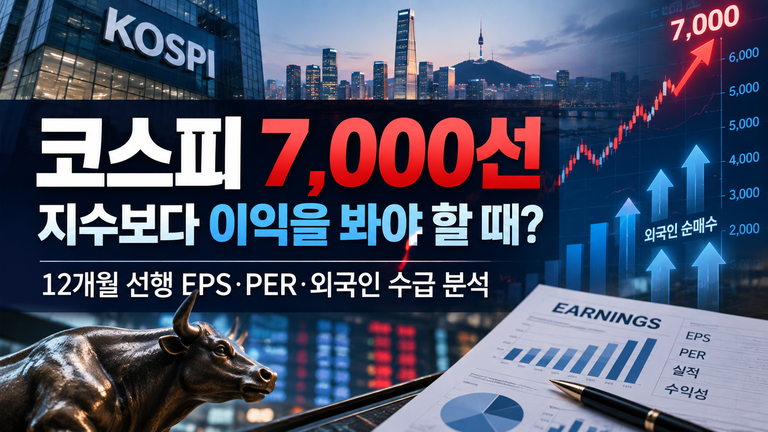 코스피 7,000선, 지금은 지수보다 이익을 봐야 할 때일까? 12개월 선행 EPS·PER·외국인 수급 분석