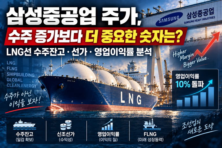 삼성중공업 주가, 수주 증가보다 더 중요한 숫자는? LNG선 수주잔고·선가·영업이익률 분석