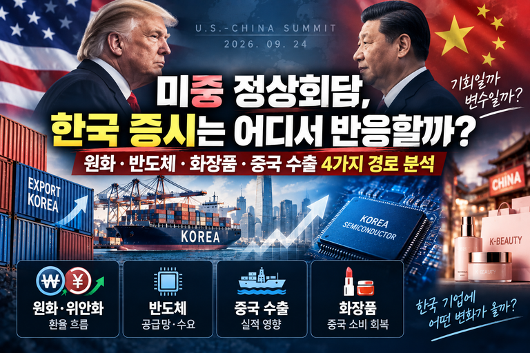 미중 정상회담, 한국 증시는 어디서 반응할까? 원화·반도체·화장품·중국 수출 4가지 경로 분석