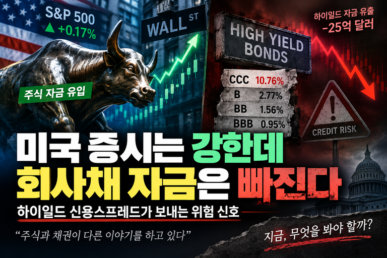 미국 증시는 강한데 회사채 자금은 빠진다, 하이일드 신용스프레드가 보내는 위험 신호